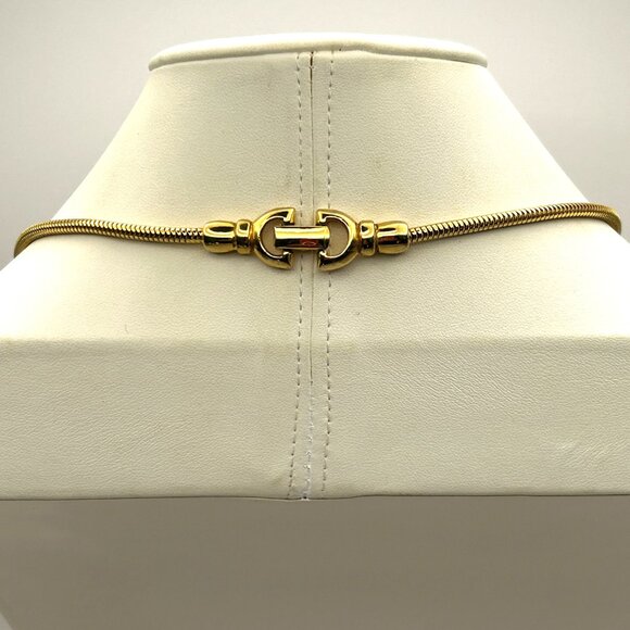 Vintage Castlecliff Statement Pendant Necklace Gold Tone Modernist Signed - Picture 8 of 11